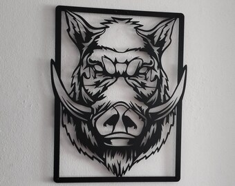 Wild Boar Metal Wall Decor, Wild Boar Wall Decor, Wild Pig Decor, Kitchen Wall Decor, Wildlife Art, Rustic Wall Decor, Man Cave Decor