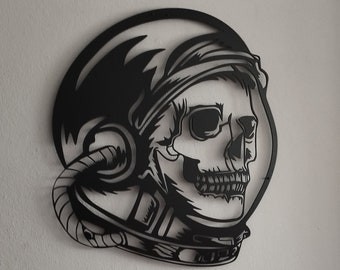 Skull Astronaut Metal Wall Art, Skull Wall Art, Surreal Space Art, Gothic Gifts, Gothic Home Decor, Skull Wall Decor, Space Metal Poster