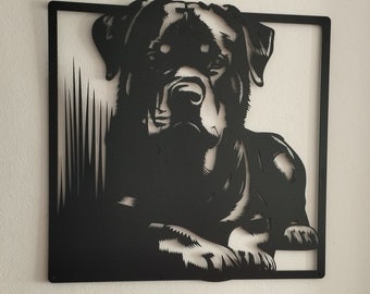 Rottweiler Metal Wall Art - Handcrafted Dog Portrait - Attentive Rottweiler Decor - Unique Gift for Dog Lovers - Rottweiler Wall Decor