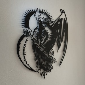 Grim Reaper Metal Wall Art / Reaper Metal Wall Sign / Gothic Wall Art / Bedroom Wall Art / Halloween Room Decor / Grim Reaper Metal Poster