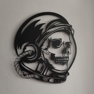 Skull Astronaut Metal Wall Art, Skull Wall Art, Surreal Space Art, Gothic Gifts, Gothic Home Decor, Skull Wall Decor, Space Metal Poster