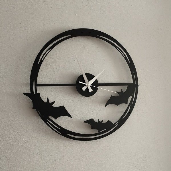 Black Bats Metal Wall Clock, Gothic Wall Clock, Cute Silent Wall Clock Art, Gothic Wall Clock Gifts, Wanduhr, Livingroom Silent Clock