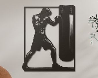 Kickbox Fighter Decor, Boxer Fighter Metal Wall Decor, Gym Wall Decor, Boxing Decor, Fighter Room Decor, Gift for Brother, Muay Thai Fighter