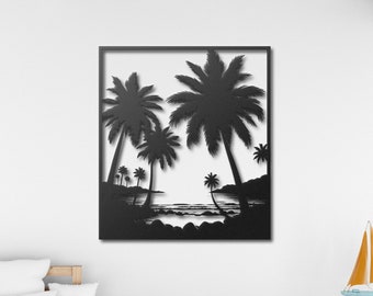 Palm Trees Metal Wall Art, Beach Wall Decor, Lake House Wall Decor, Palm Trees Metal Art, Summer Wall Decor, Outdoor Large Wall Decor,