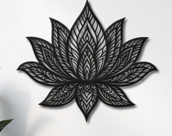 Lotus Mandala Metal Wall Art • Yoga Wall Hanging • Zen Living Room Decoration • Meditation Gift