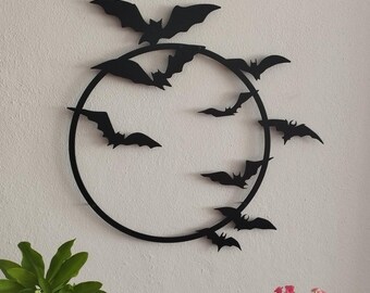 Flying Bats Metal Wall Art, Bats Metal Wall Decor, Bat Metal Sign, Halloween Wall Decor, Halloween Sign, Cute Bat Decor, Bat Metal Poster