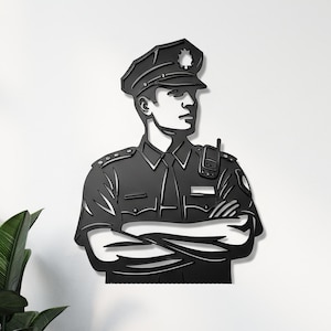 Police Officer Metal Wall Art, Thin Blue Line Decor, Law Enforcement Gift, Cop Retirement Sign, Police Academy Graduation Gift for Him