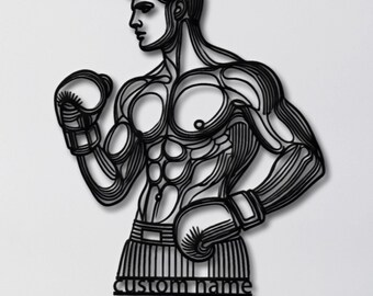 Personalized Boxer Metal Wall Art, Custom Fighter Wall Decor, Line Art Design for Gym Decor, Sports Enthusiasts Decor, Unique Gift for Him