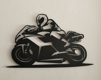 Motorcycle Metal Wall Art, Motorbike Wall Decor, Garage Wall Decor, Metal Garage Sign, Moto Racer Gift, Gift for Husband, Game Room Decor