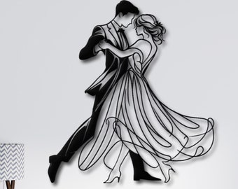 Romantic Bride and Groom Dancing Metal Wall Art - Wedding Dance Sculpture - Elegant Metal Home Decor - Anniversary Gift - Wedding Gifts