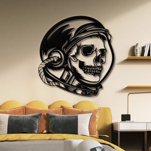 Skull Astronaut Metal Wall Art, Skull Wall Art, Surreal Space Art, Gothic Gifts, Gothic Home Decor, Skull Wall Decor, Space Metal Poster