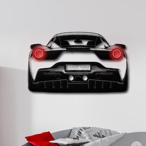 LED Headlight Sports Car Metal Wall Art, Custom Sports Car Decor, Modern Car Decor, Unique Gift for Car Enthusiasts, Home Wall Decor