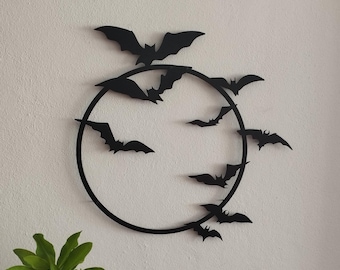Flying Bats Metal Wall Art, Bats Metal Wall Decor, Bat Metal Sign, Halloween Wall Decor, Halloween Sign, Cute Bat Decor, Bat Metal Poster