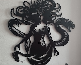 Mystical Woman with Snakes Wall Art, Woman Snake Decor, Snake with Woman Wall Art, Bedroom Wall Decor, Gift for Sister, Fantasy Lover Gift