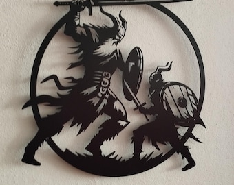 Vikings Battle Wall Decor, Viking Warrior Metal Wall Art, Man Cave Decor, Nordic Gifts, Warrior Wall Art, Bedroom Wall Decor, Nordic Art