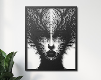 Tree Woman Metal Wall Art ,Metal Woman Wall Sculpture, Woman Metal Wall Art, Woman Tree Wall Decor, Bedroom Wall Gifts, Art for Living Room