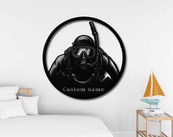 Scuba Diving Metal Wall Art, Nautical Home Decor, Coastal Beach Lover Gifts