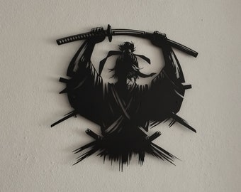 Samurai Metal Wall Art, Samurai Metal Wall Decor, Japanese Wall Art, Samurai Wall Decor, Japanese Gifts, Samurai Metal Sign