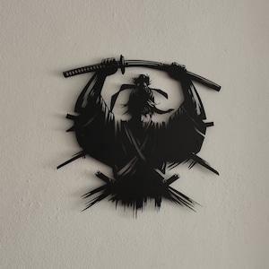 Samurai Metal Wall Art, Samurai Metal Wall Decor, Japanese Wall Art, Samurai Wall Decor, Japanese Gifts, Samurai Metal Sign