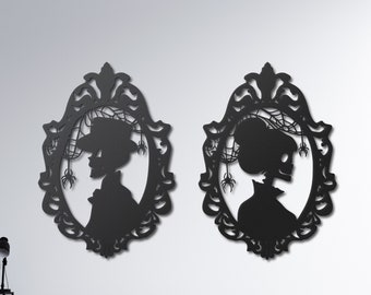 Mr & Mrs Skeleton Halloween Decor,Halloween Metal Sign,Halloween Gifts,Halloween Bathroom Decor,Halloween Metal Mirror Decor,Metal Wall Art
