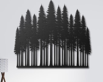 Pine Trees Metal Wall Art, Fireplace Decor, Pine Trees Wall Decor, Pine Forest Wall Sign, Outdoor Large Wall Decor, Living Room Decor