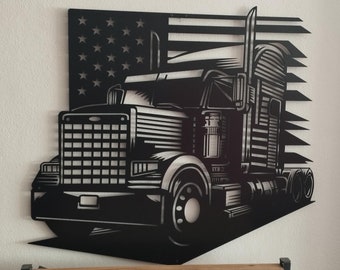 American Truck Metal Wall Decor, Semi Truck Metal Wall Art, Freightliner Metal Sign, Man Cave Decor, Truck Metal Sign