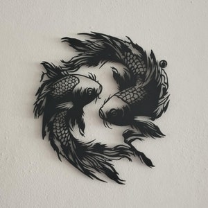 Koi Fish Metal Wall Art, Koi Fish Wall Decor, Feng Shui Decor, Japanese Wall Art, Japan Room Decor, Japanese Gifts, Housewarming Gift