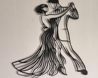 Bride and Groom Dancing Metal Wall Art: Romantic Wedding Anniversary Decor