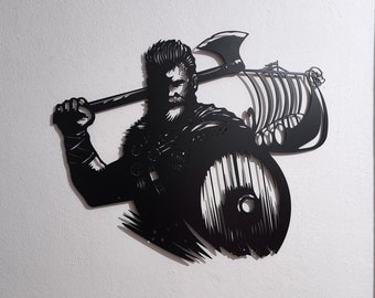 Viking Warrior Metal Wall Art, Nordic Scandinavian Wall Decor