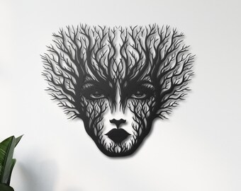 Tree Silhouette Woman Metal Wall Art, Tree of Life Metal Woman Wall Sculpture, Woman Metal Wall Art, Woman Tree Decor, Nature Inspired Decor