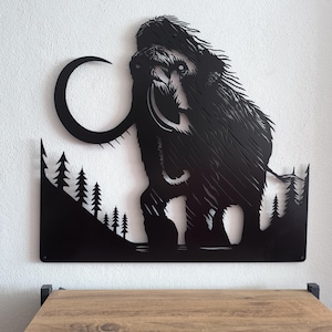 Mammoth Metal Wall Art, Mammoth Metal Sign, Ice Age Art, The Woolly Mammoth Art, Mammoth Artwork, Wild Animal Art, Mammoth Game Room Decor