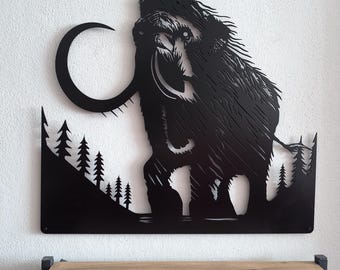 Mammoth Metal Wall Art, Mammoth Metal Sign, Ice Age Art, The Woolly Mammoth Art, Mammoth Artwork, Wild Animal Art, Mammoth Game Room Decor