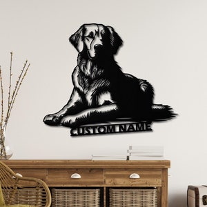 Custom Golden Retriever Metal Wall Art, Personalization Golden Retriever Metal Wall Decor, Dog Lover Gifts, Golden Dog Metal Wall Sign