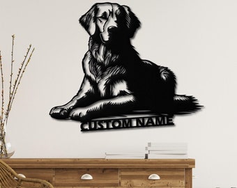 Custom Golden Retriever Metal Wall Art, Personalization Golden Retriever Metal Wall Decor, Dog Lover Gifts, Golden Dog Metal Wall Sign