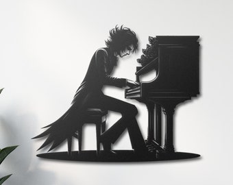 Gothic Vampire in Tuxedo Playing Piano Decor, Gothic Decor for Living Room, Gothic Pianist Wall Art, Gothic Music Wall Art, Unique Music Art