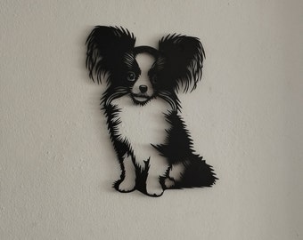 Papillon Dog Metal Wall Art, Papillon Dog Metal Wall Decor, Dog Lover Gifts, Lovely Papillon Home Decor
