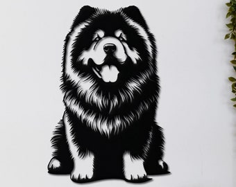 Chow Chow Metal Wall Art - Cute Dog Portrait - Unique Gift for Dog Lovers - Modern Home & Office Decoration - Garden Dog Metal Wall Decor