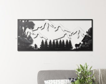 White Mountain Metal Wall Decor, Mountain Range View, Large Mountain Wall Decor, Living Room Decor, Landscape Wall Art, Farmhouse Wall Decor