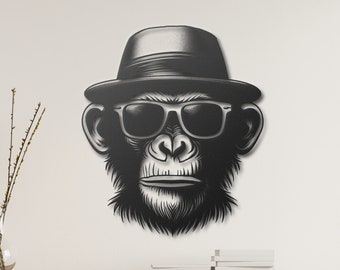 Chimpanzee Metal Wall Art, Chimp Metal Wall Decor, Monkey Metal Sign, Cool Chimp Decor, Cool Monkey Art