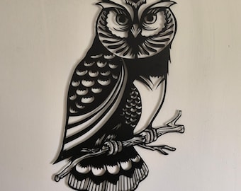 Owl Metal Wall Art,White Owl Metal Wall Decor,Owl Art,Owl Metal Wall Sign,Bedroom Wall Decor,Christmas Gifts for Him,Kids Room Decor