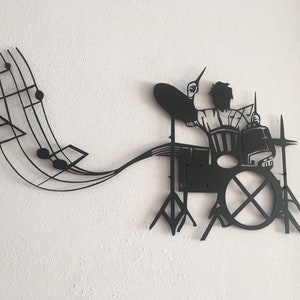 Drummer Metal Wall Art,Music Wall Decor,Musical Metal Sign,Studio Decoration,Music Lover Gifts,Musical Notes Wall Art,Rock Music Room Decor