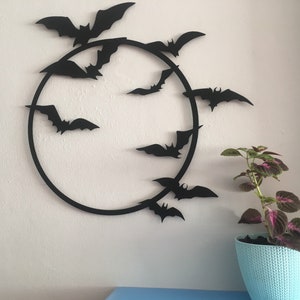 Flying Bats Metal Wall Art, Bats Metal Wall Decor, Bat Metal Sign, Halloween Wall Decor, Halloween Sign, Cute Bat Decor, Bat Metal Poster