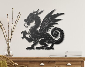 Dragon Metal Wall Art, Chinese Dragon Metal Wall Art, Dragon Wall Decor, Dragon Metal Wall Art, Man Cave Decor, Gift for Him, Bedroom Decor