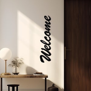 31&#39;&#39; Welcome Metal Wall Decor, Front Door Decor, Entryway Decor, Modern Home Decor, Welcome Metal Sign, Housewarming Gift, Porch Wall Sign