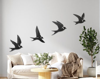 Birds Metal Wall Art, Birds Metal Sign, Birds Wall Decor, Birds Metal Poster, Herd of Birds Wall Decor, Birds Bedroom Decor, Birds Gifts
