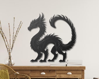 Baby Dragon Metal Wall Art, Minimal Dragon Wall Art, Dragon Wall Decor, Dragon Sculpture, Man Cave Decor, Gift for Him, Kids Room Decor
