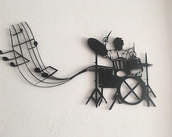 Drummer Metal Wall Art,Music Wall Decor,Musical Metal Sign,Studio Decoration,Music Lover Gifts,Musical Notes Wall Art,Rock Music Room Decor