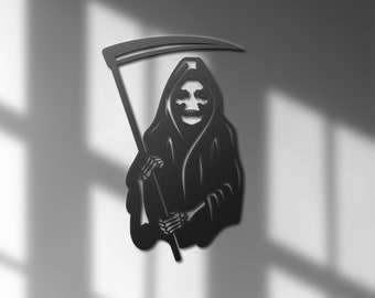 Grim Reaper Metal Wall Art,Dark Reaper Metal Sign,Halloween Home Decor,Gothic Home Decor,Gothic Bathroom Decor,Halloween Wall Decor