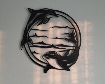 Dolphin Metal Wall Art,Dolphin Wall Hanging,Dolphin Wall Decor,Dolphin Metal Sign,Dolphin Sculpture,Sea Animal Art,Ocean Wall Art,Bedroom