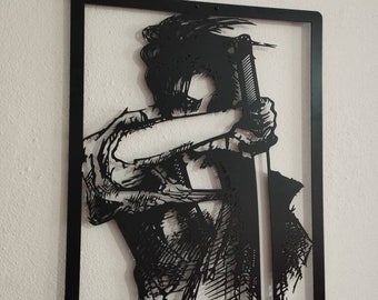 Japanese Woman Samurai Metal Wall Art, Woman Samurai with Katana, Woman Warrior Poster, Japanese Gifts, Samurai Bedroom Decor, Birthday Gift